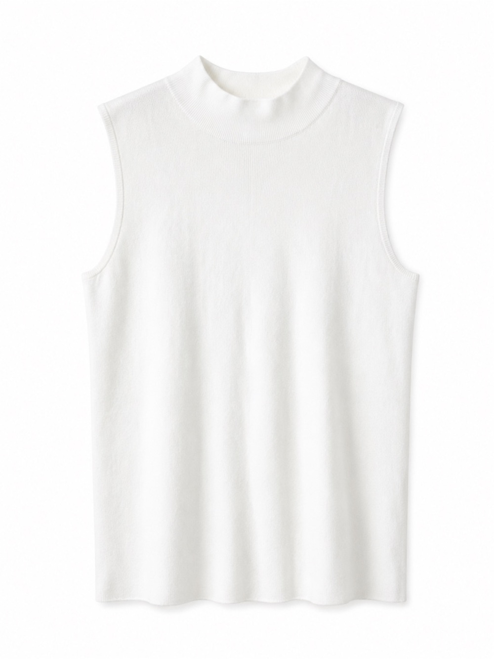 Ann Taylor Petite White Sleeveless Mock Neck Knit Top Size: MP